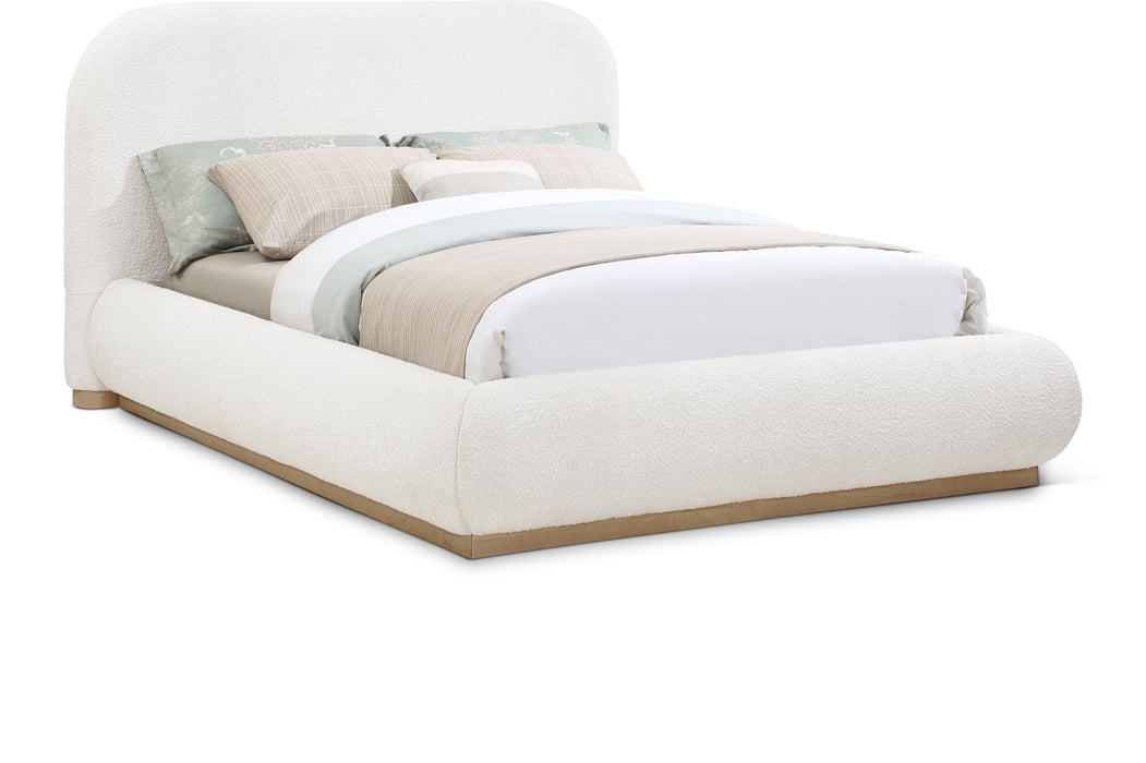 Vaughn - Boucle Bed With Natural Base - Simple Home Plus