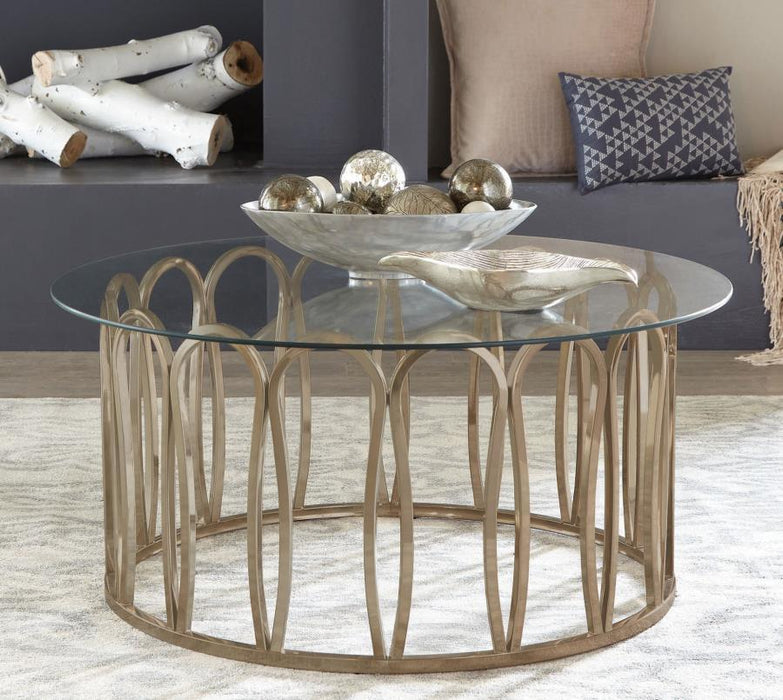 Monett - Round Glass Top Table - Simple Home Plus