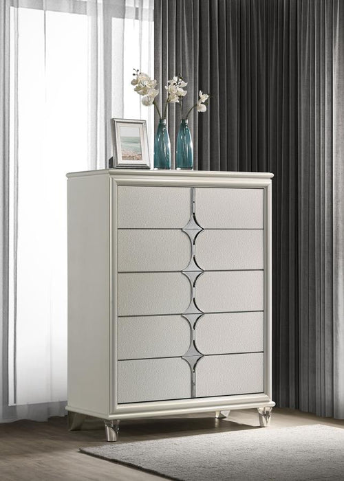 Olivia - 5-Drawer Bedroom Chest Of Drawers - Pearl White - Simple Home Plus