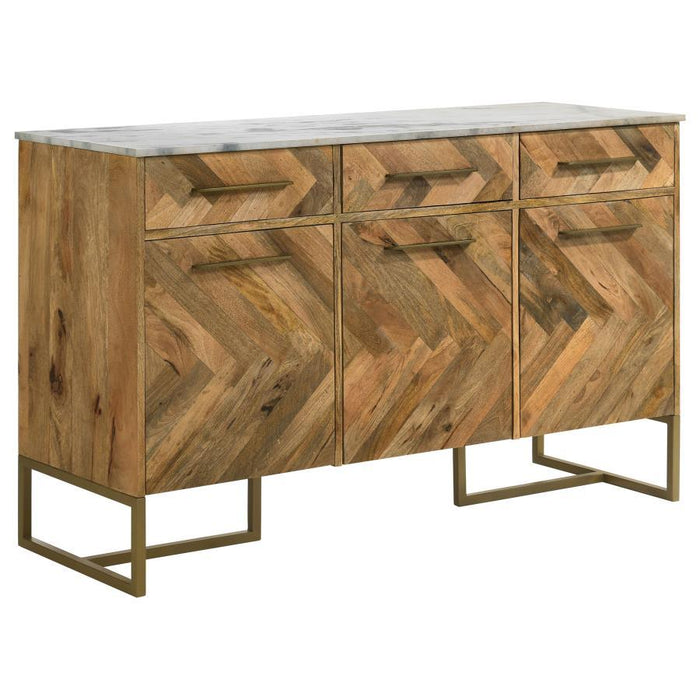 Keaton - Marble Top Herringbone Accent Cabinet - Simple Home Plus