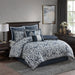 Odette - Queen 8 Piece Comforter Set - Navy - Simple Home Plus