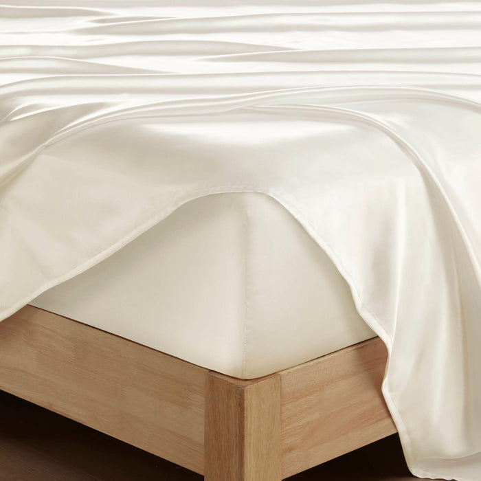 Satin - Wrinkle-Free Luxurious 6-Piece Sheet Set - Ivory - Simple Home Plus