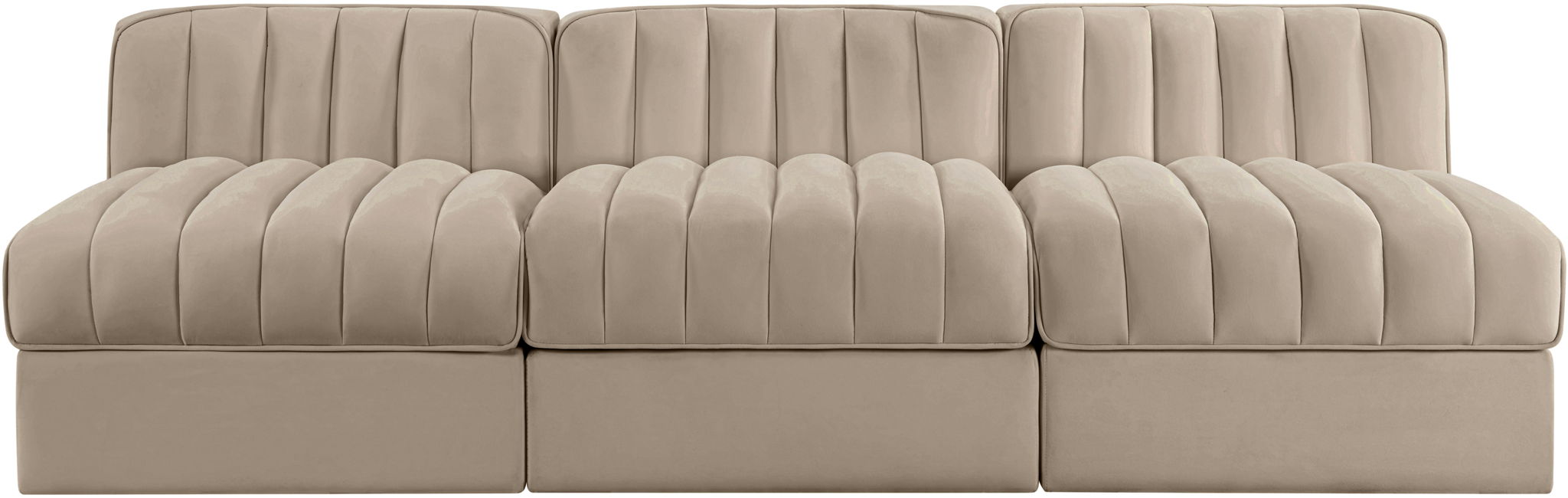 Rummi - Velvet Performance Fabric Upholstered 3 Piece Modular Armless Sofa - Simple Home Plus