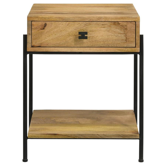 Declan - 1-Drawer Wood Accent Side Table - Natural Mango - Simple Home Plus