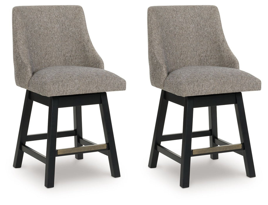 Neymorton - Dark Grayish Brown - Upholstered Swivel Barstool (Set of 2) - Simple Home Plus