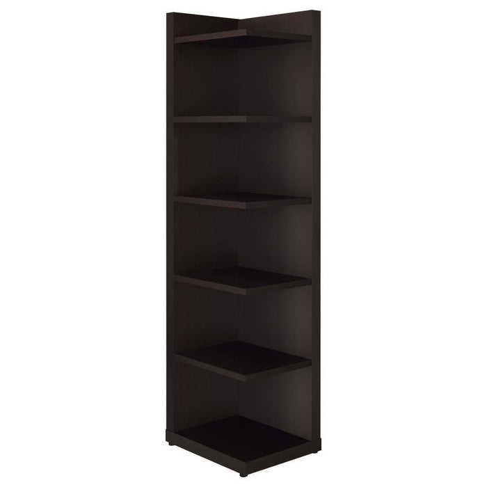 Alder - 6-Shelf Corner Bookcase - Cappuccino - Simple Home Plus