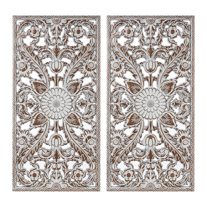 Botanical Panel - Botanical Panel Distressed Carved 2-Piece Wall Decor Set - Antique Brown - Simple Home Plus