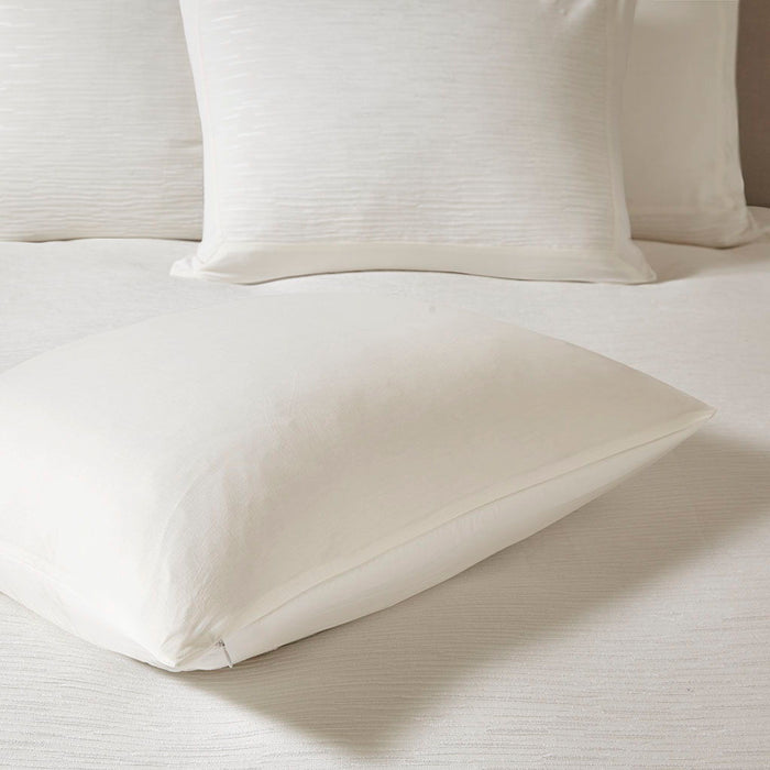 Hanae - Blend Yarn Dyed 3 Piece Duvet Cover Set - White