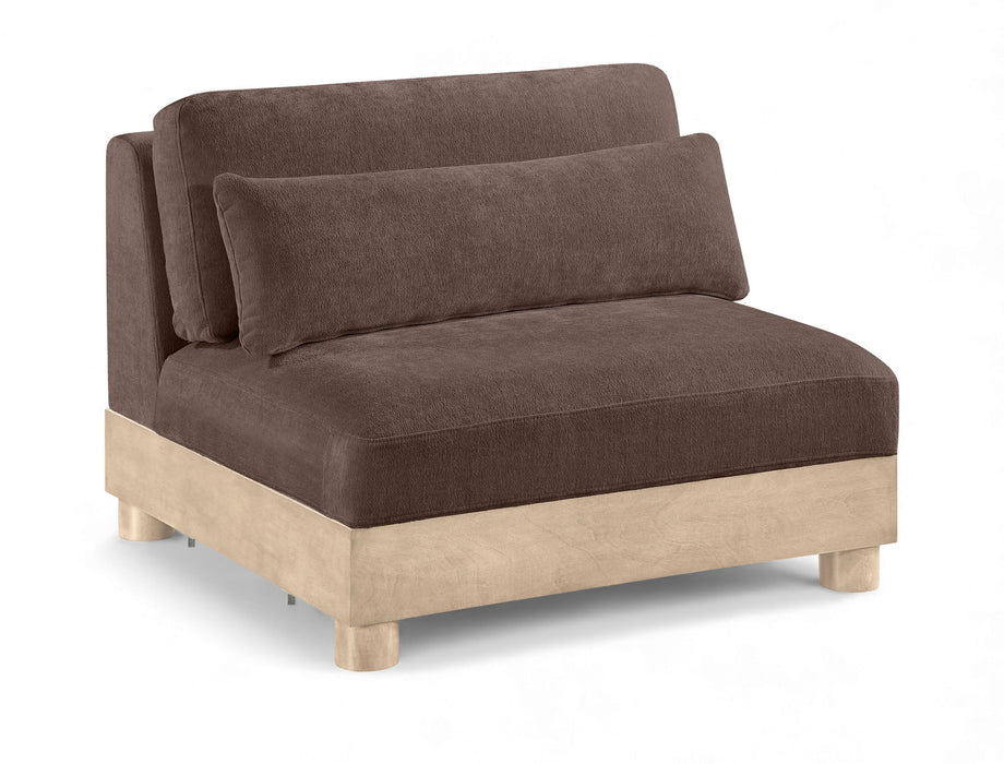 Turin - Chenille Fabric Upholstered Modular Armless Chair - Natural Base - Simple Home Plus