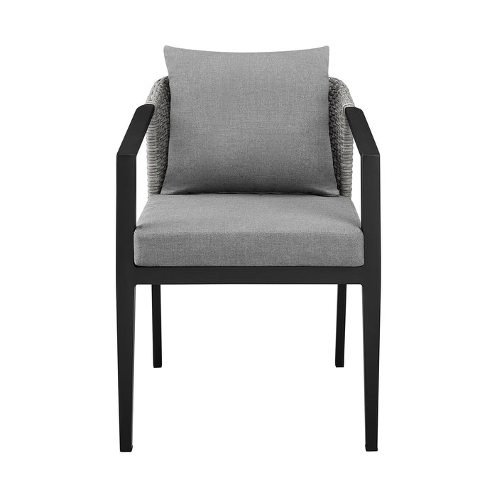 Palma - Outdoor Patio Dining Chairs In Aluminum And Wicker With Gray Cushions - (Set Of 2) - Simple Home Plus