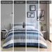 Jaxon - Stripe Microfiber Comforter Set With Bed Sheets - Blue / Gray - Simple Home Plus