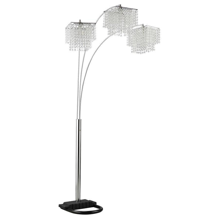 Miriam - Hanging Crystal Arc Floor Lamp - Chrome - Simple Home Plus
