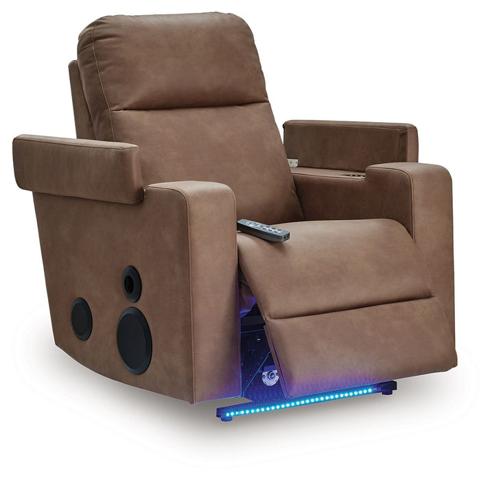 Lorrenton - Glider Power Recliner With Audio System - Caramel - Simple Home Plus