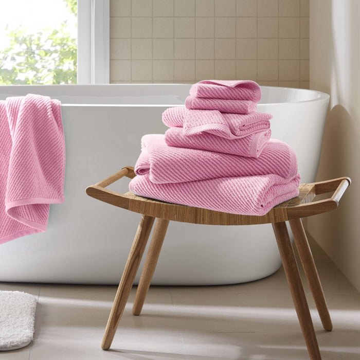 Diagonal Ribbed - 6 Piece Towels Set - Pink - Simple Home Plus