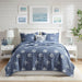 Seaside - 4 Piece King Cotton Reversible Embroidered Quilt Set With Throw Pillow - Navy - Simple Home Plus