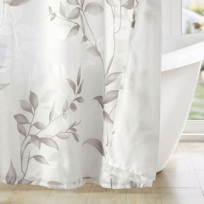 Cecily - 72" Burnout Printed Shower Curtain - Gray - Simple Home Plus