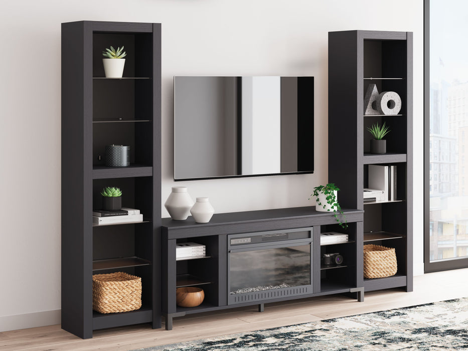 Cayberry - Black - 3-Piece Entertainment Center With Electric Fireplace - Simple Home Plus