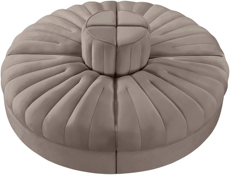 Rummi - Round Velvet Performance Fabric Upholstered 4 Piece Modular Sofa - Simple Home Plus