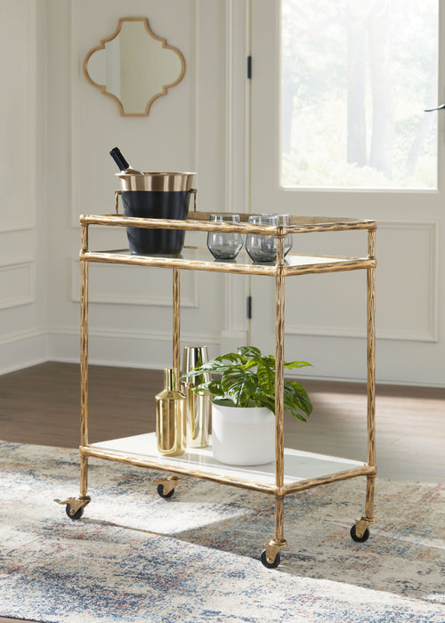 Plattfield - Antique Gold Finish - Bar Cart - Simple Home Plus