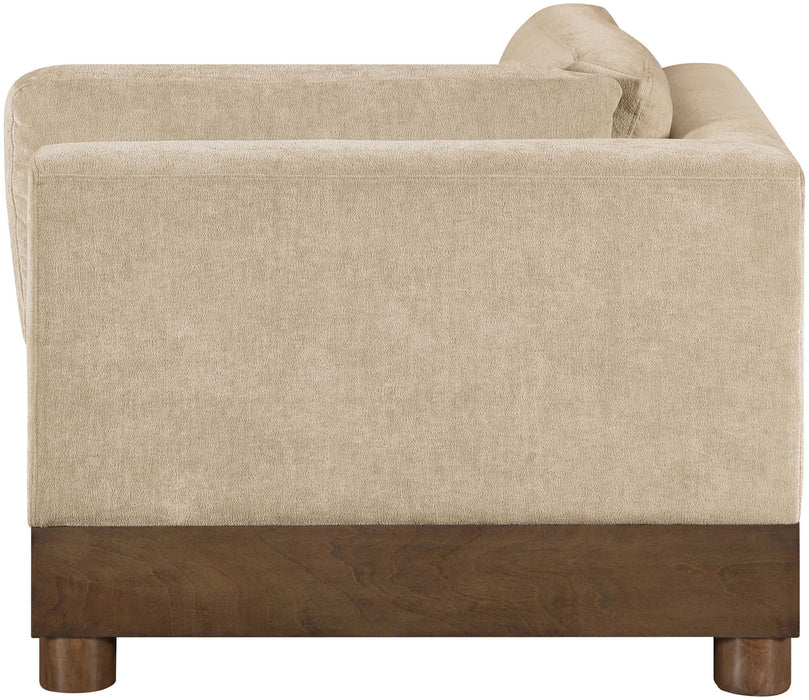 Turin - Chenille Fabric Upholstered Modular Corner Chair - Walnut Base - Simple Home Plus