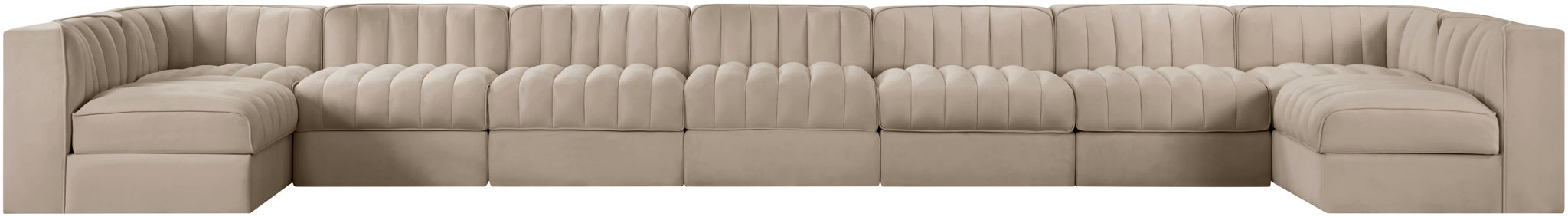 Rummi - Armless Velvet Performance Fabric Upholstered 9 Piece Modular Sectional - Simple Home Plus