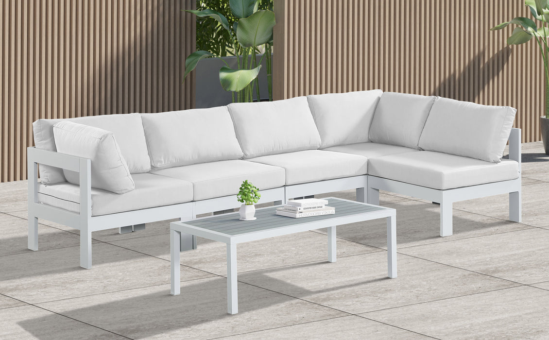 Nizuc - Outdoor Patio 5 Piece Modular Sectional With White Frame - Simple Home Plus