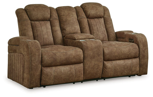 Wolfridge - Brindle - Power Reclining Loveseat With Console /Adj Hdrst - Simple Home Plus