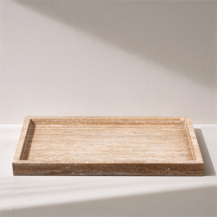 Barletta - Travertine Rectangular Tray - Natural - Simple Home Plus