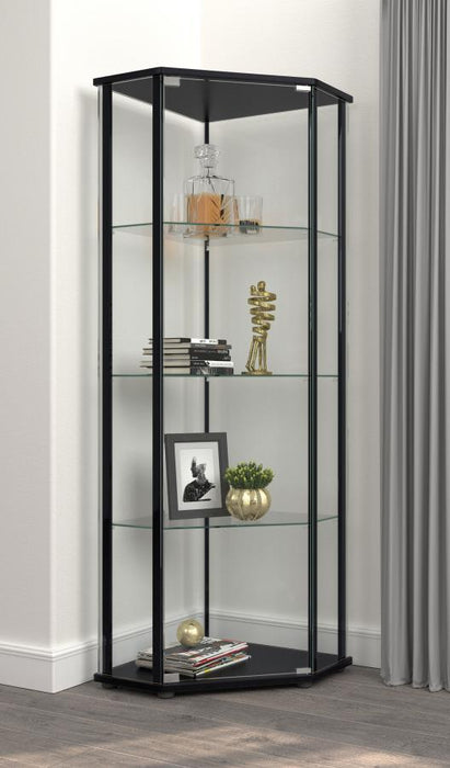 Zenobia - 4-Shelf Curio Cabinet Display Case - Black - Simple Home Plus