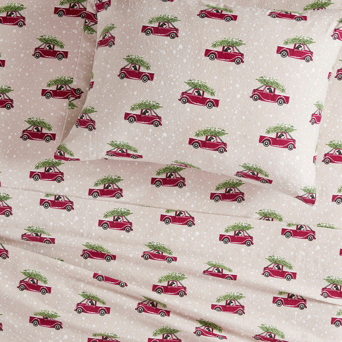 Flannel - Full Sheet Set - Tan Cars - Simple Home Plus