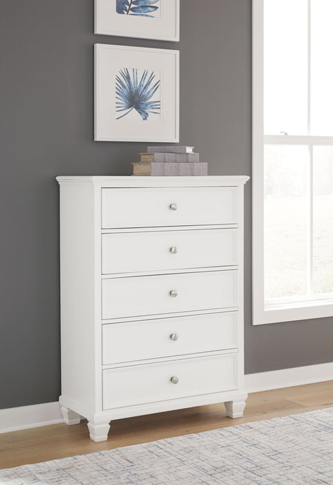 Fortman - White - Five Drawer Chest - Simple Home Plus