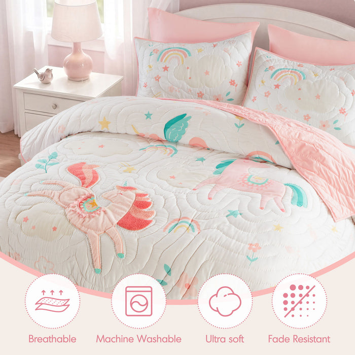 Unicorn Dream - Queen Quilt Set - Pink