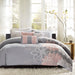 Lola - 6 Piece Printed Duvet Cover Set - Gray / Blush - Simple Home Plus