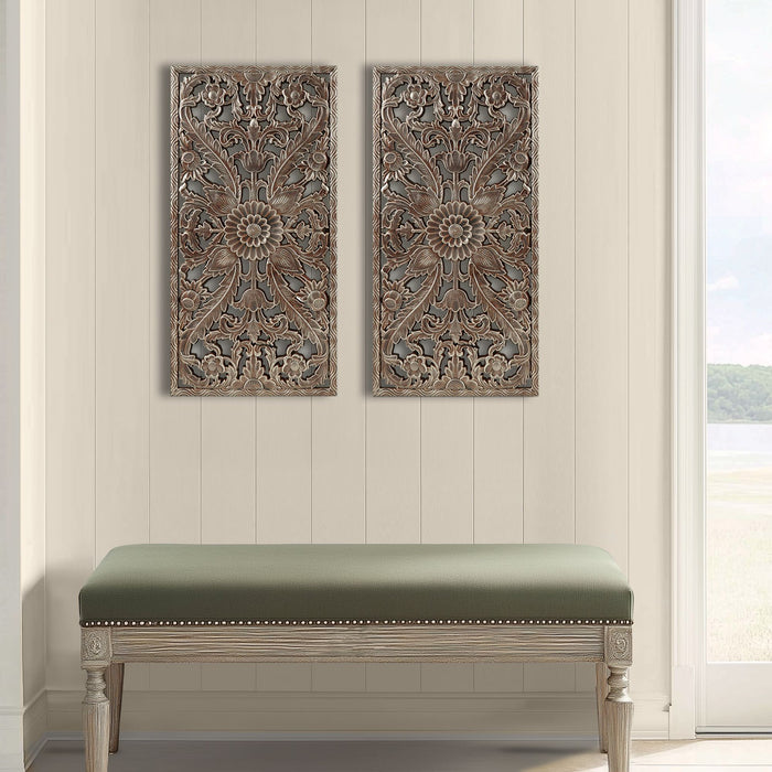 Botanical Panel - Carved Wall Decor (Set of 2) - Bronze