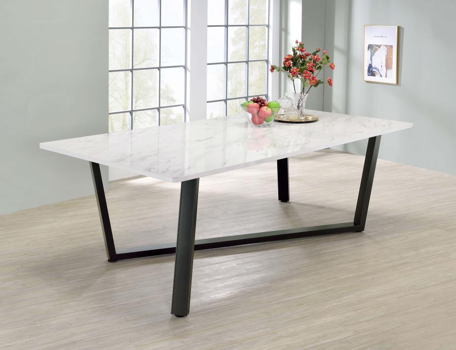 Mayer - Rectangular Faux Marble Dining Table - White - Simple Home Plus