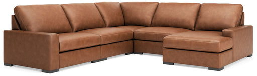 Calden - 5-Piece Sectional With RAF Corner Chaise - Caramel - Simple Home Plus