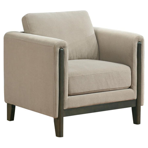 Islington - Fabric Upholstered Panel Arm Accent Chair - Taupe - Simple Home Plus