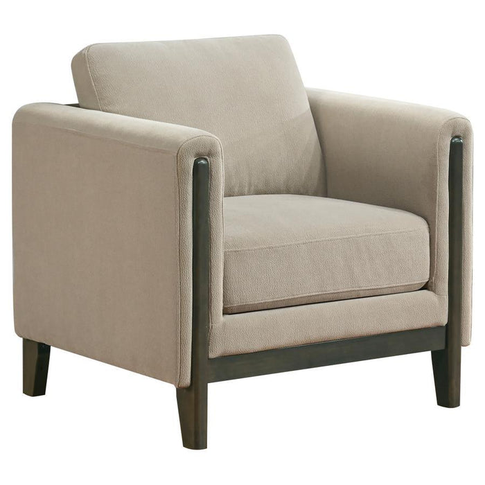 Islington - Fabric Upholstered Panel Arm Accent Chair - Taupe - Simple Home Plus