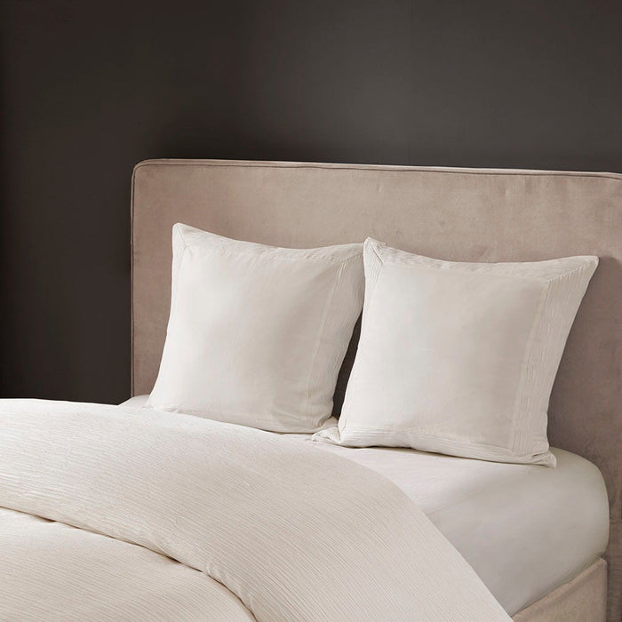 Hanae - Blend Yarn Dyed Euro Sham - White - Simple Home Plus