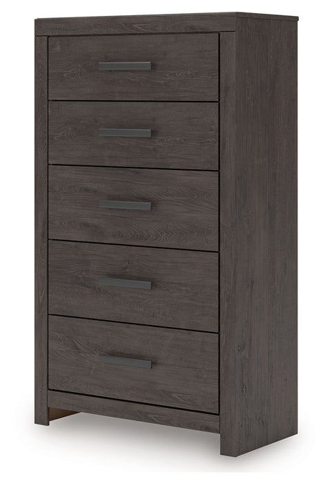 Prendonea - Charcoal - Five Drawer Chest - Simple Home Plus