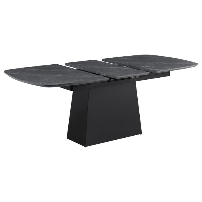 Potero - Faux Marble Extension Leaf Dining Table - Black - Simple Home Plus