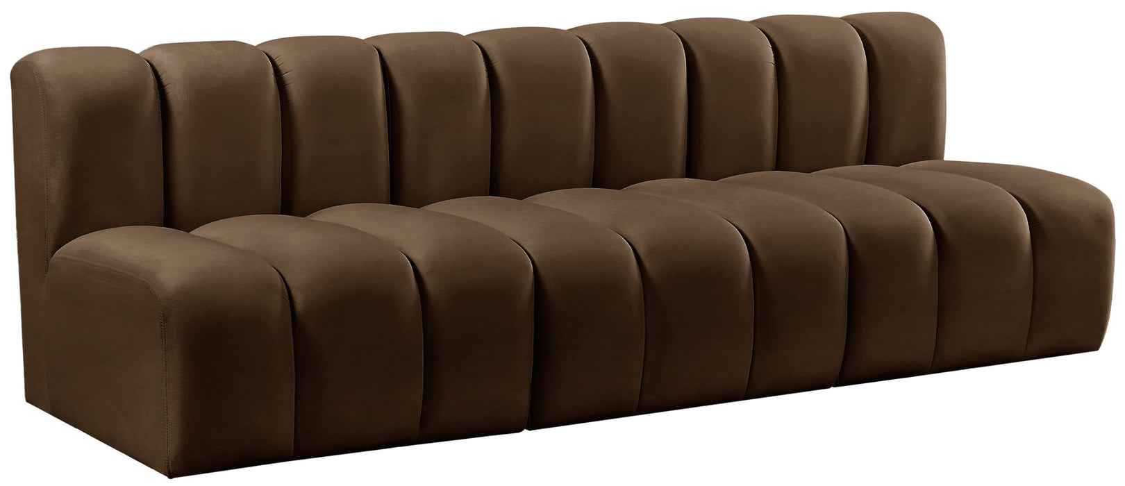 Arc - Velvet 4 Piece Modular Straight Sofa - Brown - Simple Home Plus