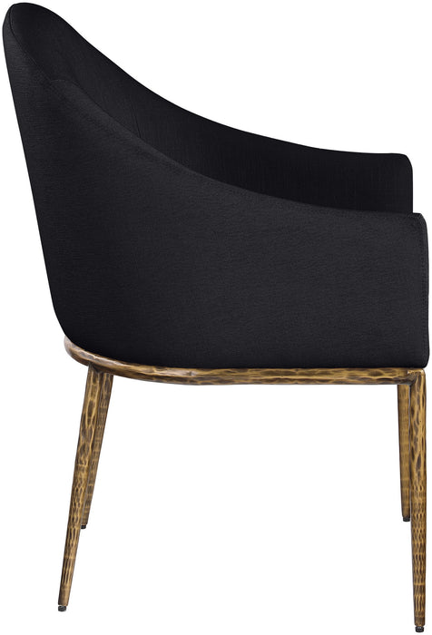 Ferro - Upholstered Dining Arm Chair With Brushed Gold Legs - Simple Home Plus