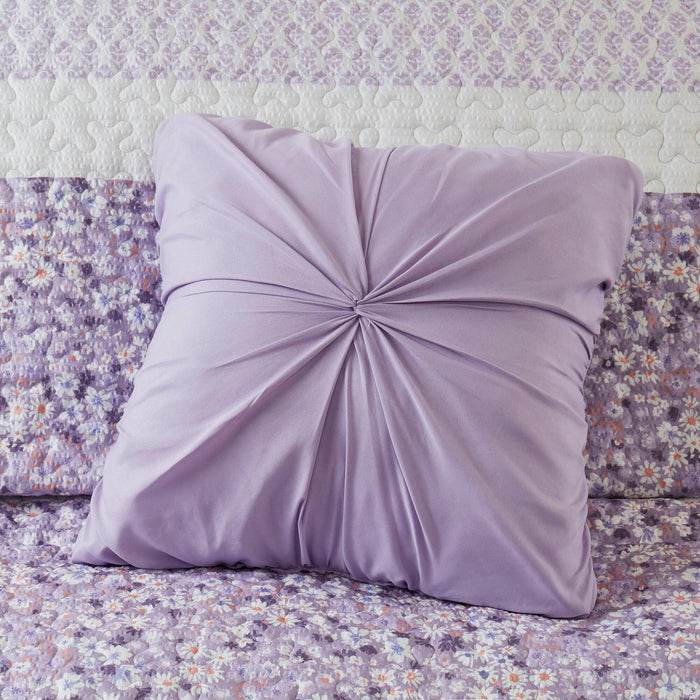 Caralie - King/California King 4 Piece Seersucker Quilt Set With Throw - Purple - Simple Home Plus