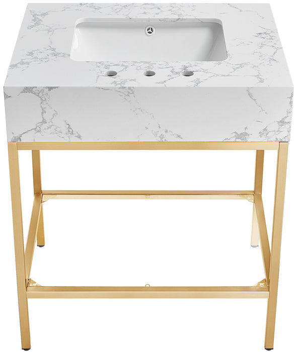 Marmo - Engineered Marble Bathroom Vanity With Gold Base - Simple Home Plus
