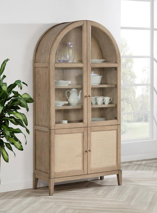 Kailani - 4-Door Cane Dining Vitrine Display Cabinet - Beige Oak - Simple Home Plus