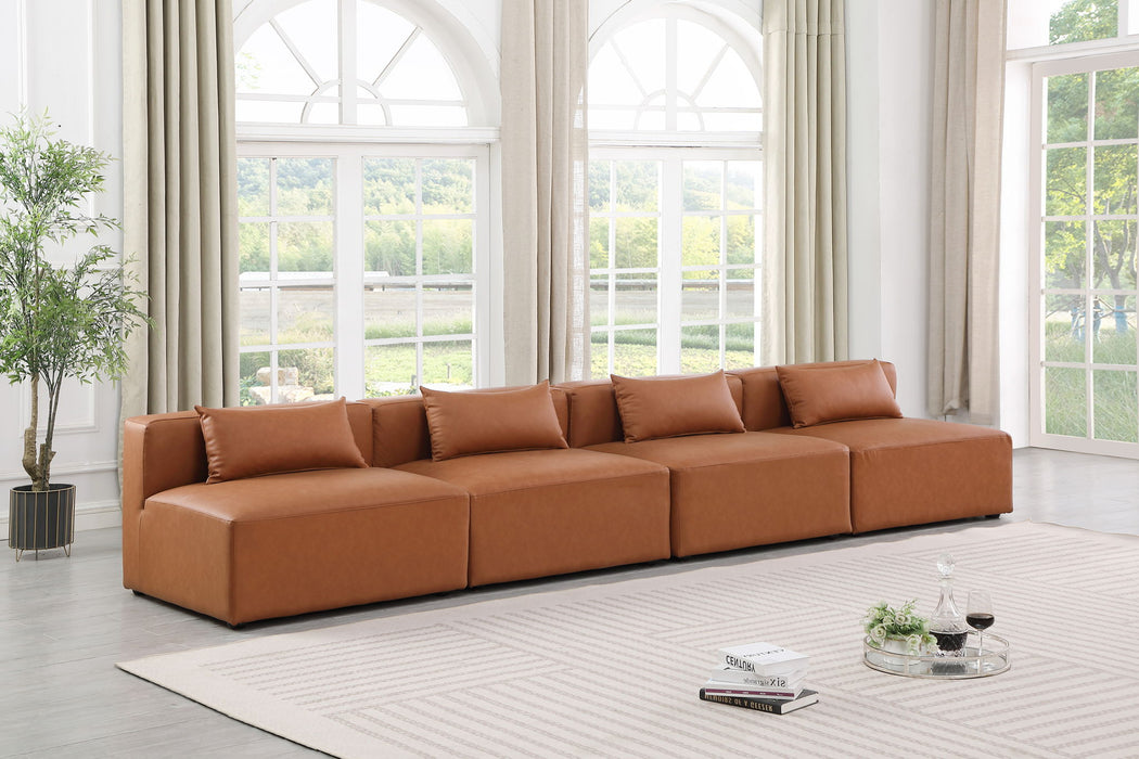 Cube - Modular 4 Piece Armless Sofa - Cognac - Simple Home Plus