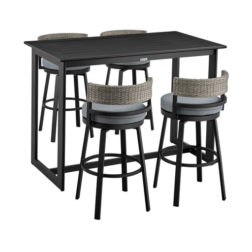Encinitas - Outdoor Patio 5 Piece Bar Table Set With Cushions - Gray - Simple Home Plus