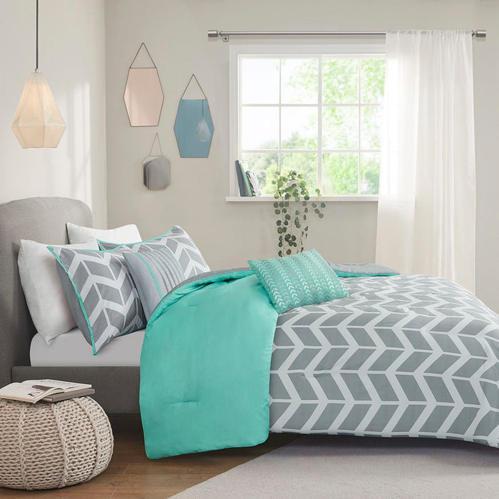 Nadia - Twin Comforter Set - Aqua - Simple Home Plus