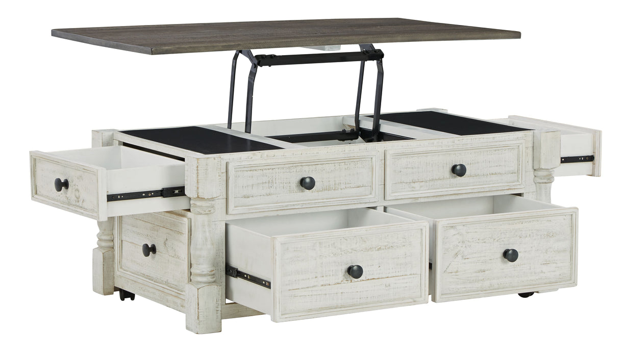 Havalance - White / Gray - Lift Top Cocktail Table with Storage Drawers - Simple Home Plus